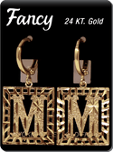 C&L - Fancy 24 KT. Gold Rectangle Initial Earring