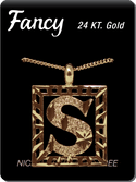 C&L - Fancy 24 KT. Gold Rectangle Initial Necklace