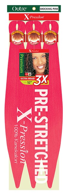 Buy shocking-pink OUTRE - X-PRESSION PRE-STRETCHED BRAID 3X 52" (FINISHED: 26")