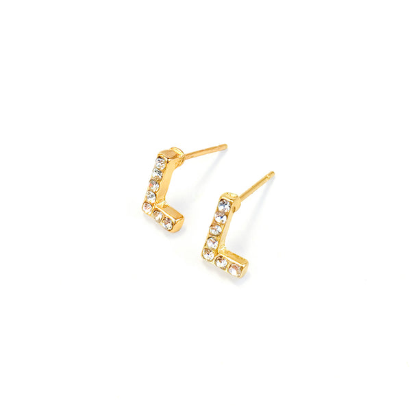 C&L - FAB Gold Stone Initial Earring