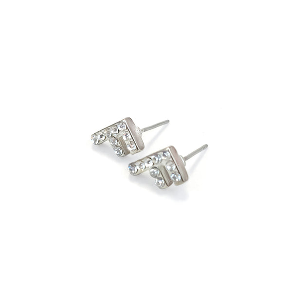 C&L - FAB Silver Stone Initial Earring