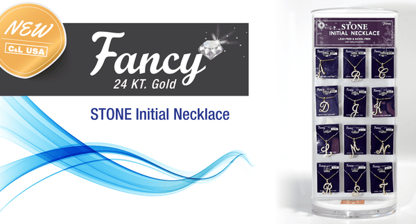 C&L - Fancy 24KT. Gold Stone Initial Necklace