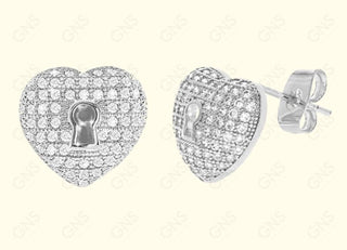 GNS - Silver Lock Earrings (CZ154S)
