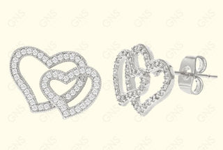 GNS - Silver Double Hearts Earrings (CZ153S)