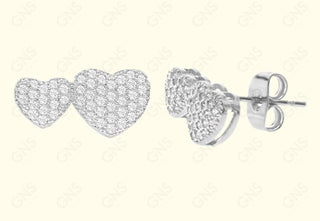 GNS - Silver Double Hearts Earrings (CZ150S)