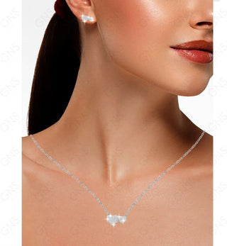 GNS - Silver Double Hearts Earrings (CZ150S)