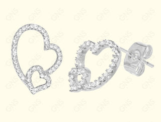 GNS - Silver Double Hearts Earrings (CZ157S)