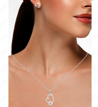 GNS - Silver Double Hearts Earrings (CZ157S)
