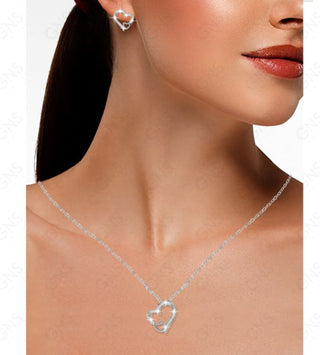 GNS - Silver Double Hearts Earrings (CZ144S)