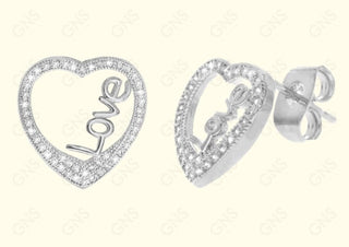 GNS - Silver Love Heart Earrings (CZ158S)