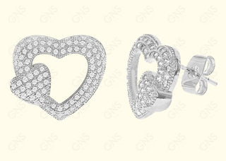GNS - Silver Double Heart Earrings (CZ152S)