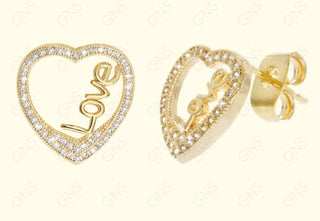 GNS - Gold Love Heart Earrings (CZ158G)