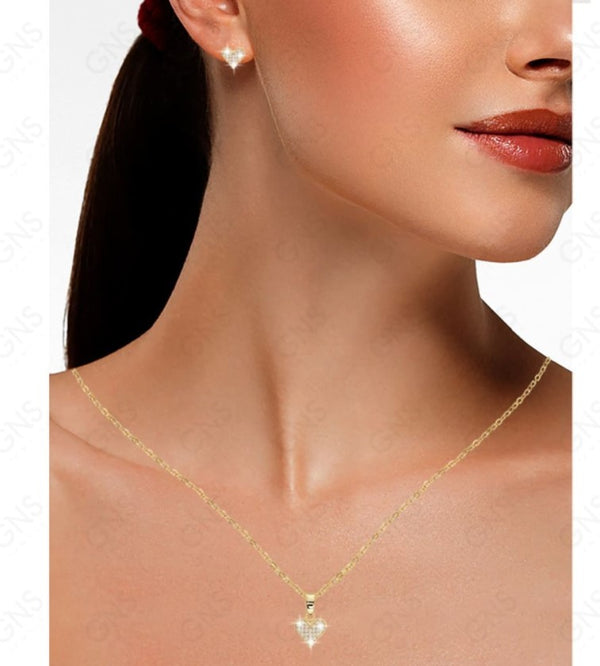 GNS - Gold Double Hearts Earrings (CZ055G)