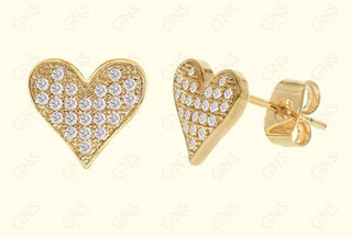 GNS - Gold Double Hearts Earrings (CZ055G)