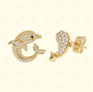 GNS - Gold Dolphin Earrings (CZ132G)