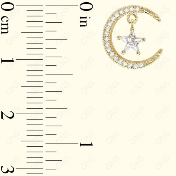 GNS - Gold Moon Star Earrings (CZ155G)