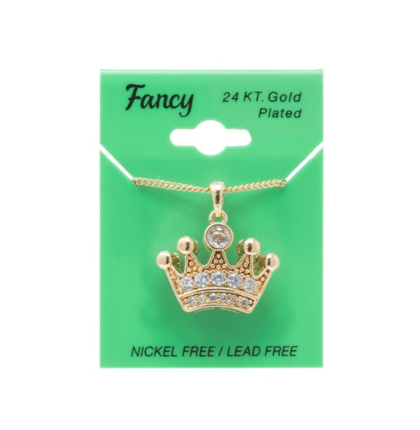 Cubic Zirconia Crown Necklace Charm in 10K Solid Gold | Banter