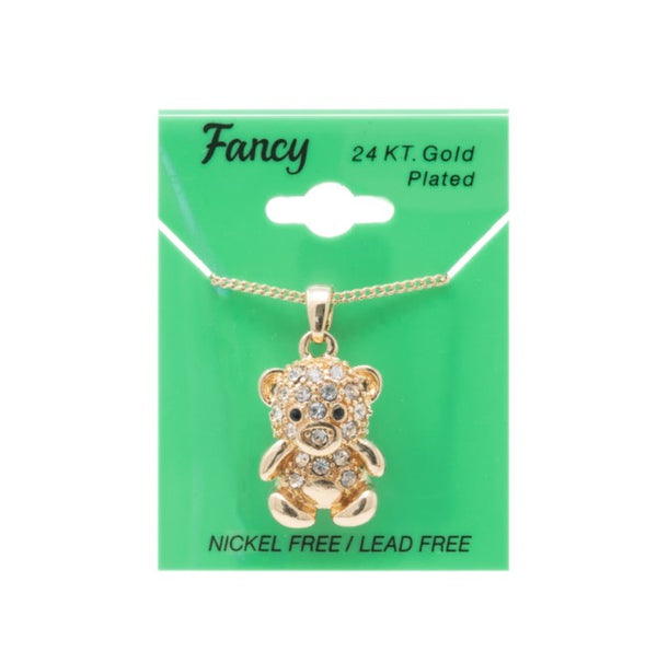 C&L - FANCY GOLD TEDDY BEAR CHARM NECKLACE (PNG12)