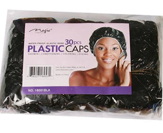MAGIC COLLECTION - 30 Pieces Water Proof Plastic Cap BLACK