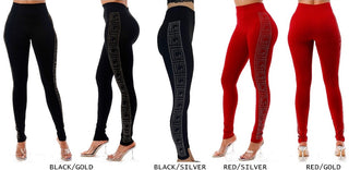 Buy red-silver ELLIE & KATE - Seamless High Waist W/Hot Fix On Side Legging