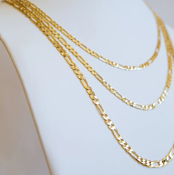 Joy Jewelry - Gold Necklace Chain Figaro Dia Cut 5mm 20