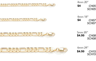 Joy Jewelry - Gold Necklace Figaro Dia Cut Chain 4mm 20
