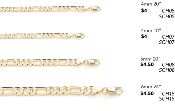 Joy Jewelry - Gold Necklace Figaro Dia Cut Chain 4mm 20