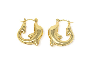 C&L - Gold Dolphin Pincatch Hollow Earrings (PHG4)