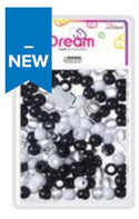 DREAM WORLD - HAIR BEADS MEDIUM BLACK WHITE CLEAR (BR3000BWC)