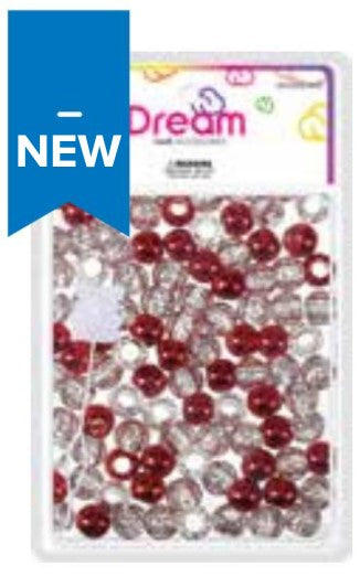 DREAM WORLD - HAIR BEADS MEDIUM GLITTER RED (BR3000GRD)