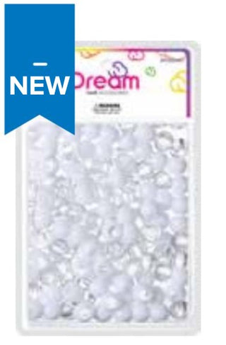 DREAM WORLD - HAIR BEADS MEDIUM WHITE CLEAR (BR3000WC)