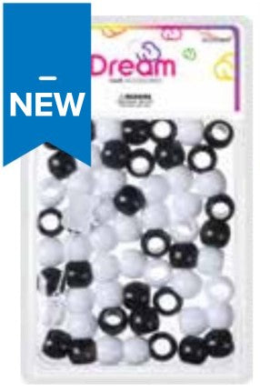 DREAM WORLD - HAIR BEADS LARGE BLACK WHITE(BR2800BW)