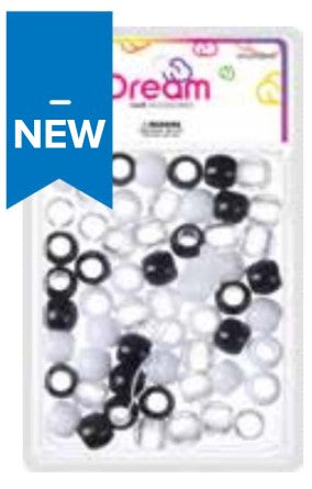 DREAM WORLD - HAIR BEADS LARGE BLACK WHITE CLEAR (BR2800BWC)
