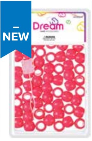 DREAM WORLD - HAIR BEADS LARGE HOT PINK(BR2800HP)