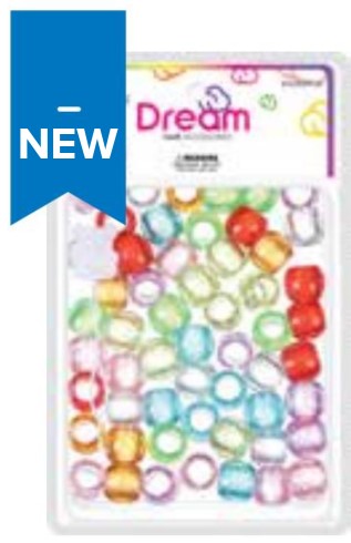 DREAM WORLD - HAIR BEADS LARGE PASTEL CLEAR ASSORTED (BR2800PCA)