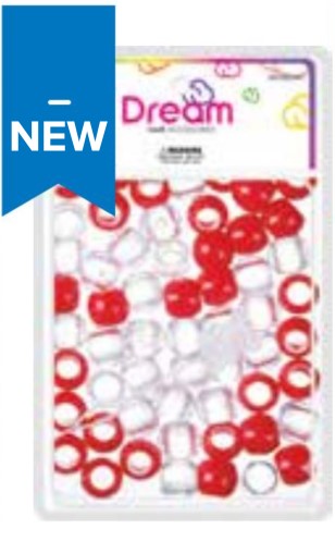 DREAM WORLD - HAIR BEADS LARGE RED CLEAR (BR2800RC)