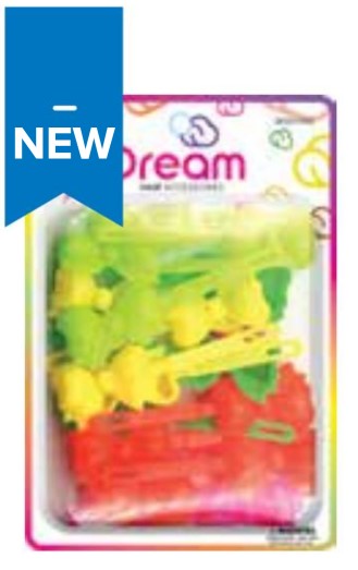 DREAM WORLD - HAIR BARRETTES RIBBONS NEON ASSORTED (BR2575NE)