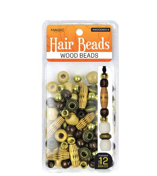 MAGIC COLLECTION - Hair Beads Wood Beads #WOODMIX-6