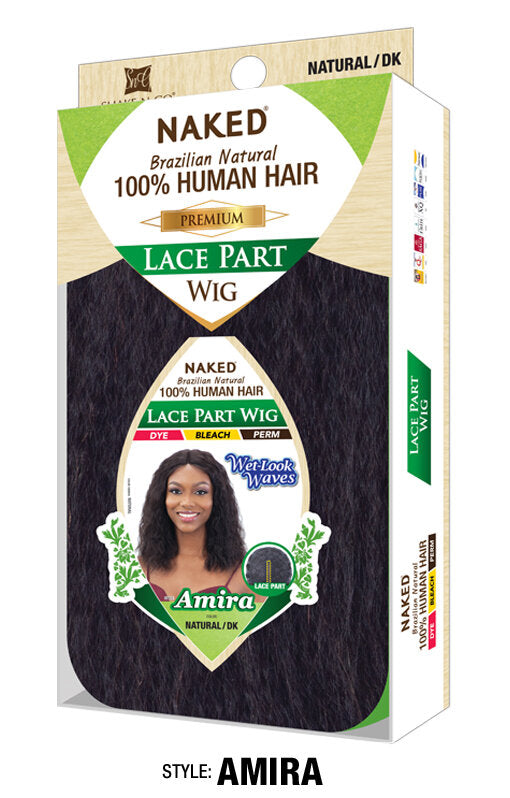 Naked - Brazilian Natural 100% Human Hair Lace Part Wig AMIRA (100% Human Hair)
