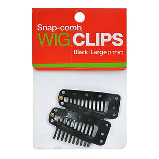MAGIC COLLECTION - 2 Pieces Snap Comb Wig Clips Large BLACK