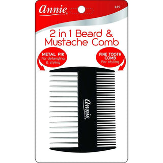 ANNIE - 2-IN-1 Beard & Mustache Comb Black
