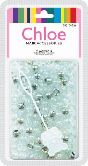 CHLOE - Small Hair Beads Glitter Silver #BR2100GSV