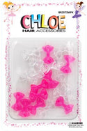 DREAM WORLD - Bow Hair Barrettes Clear & Pink 12PCS (BR2572MPK)