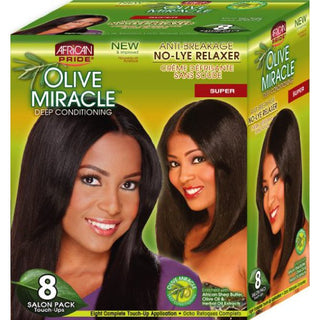 African Pride - Olive Miracle Deep Conditioning No-Lye Relaxer Kit (Super)