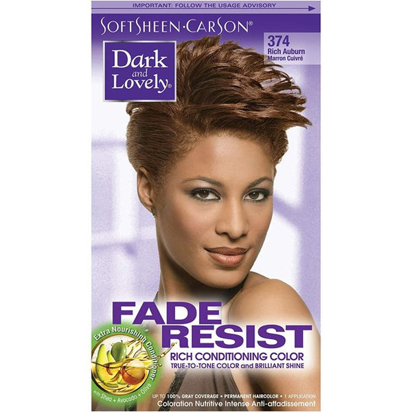 SoftSheen Carson - Dark & Lovely Fade Resist Permanent Hair Dye Kit #374 (RICH AUBURN)