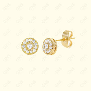 GNS - Round Gold Diamond Earrings (CZ103G)