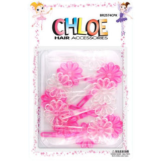 DREAM WORLD - Hair Barrettes Daisy CLEAR & PINK 24PCs