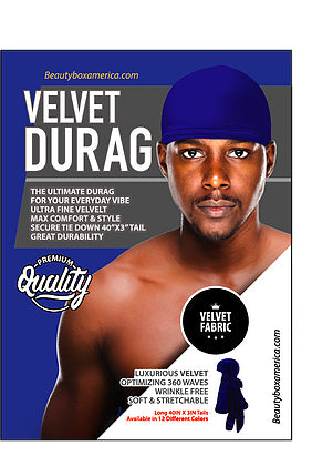 Buy blue-8004 BTB - Premium Quality Velvet Durag Pack (9 Colors)