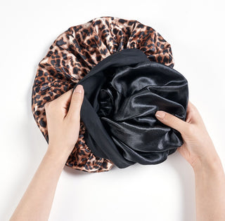 KISS - RED SILKY SATIN DOUBLEWEAR CAP (XL & LEOPARD)