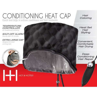 ANNIE - Hot & Hotter 3 In 1 Professional Washable Conditioning Heat Cap Black